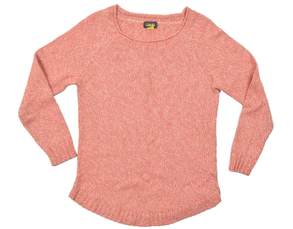 Cabela's Women Size M Pink Marled Merino Wool Blend Raglan Long Sleeve Crew NEW